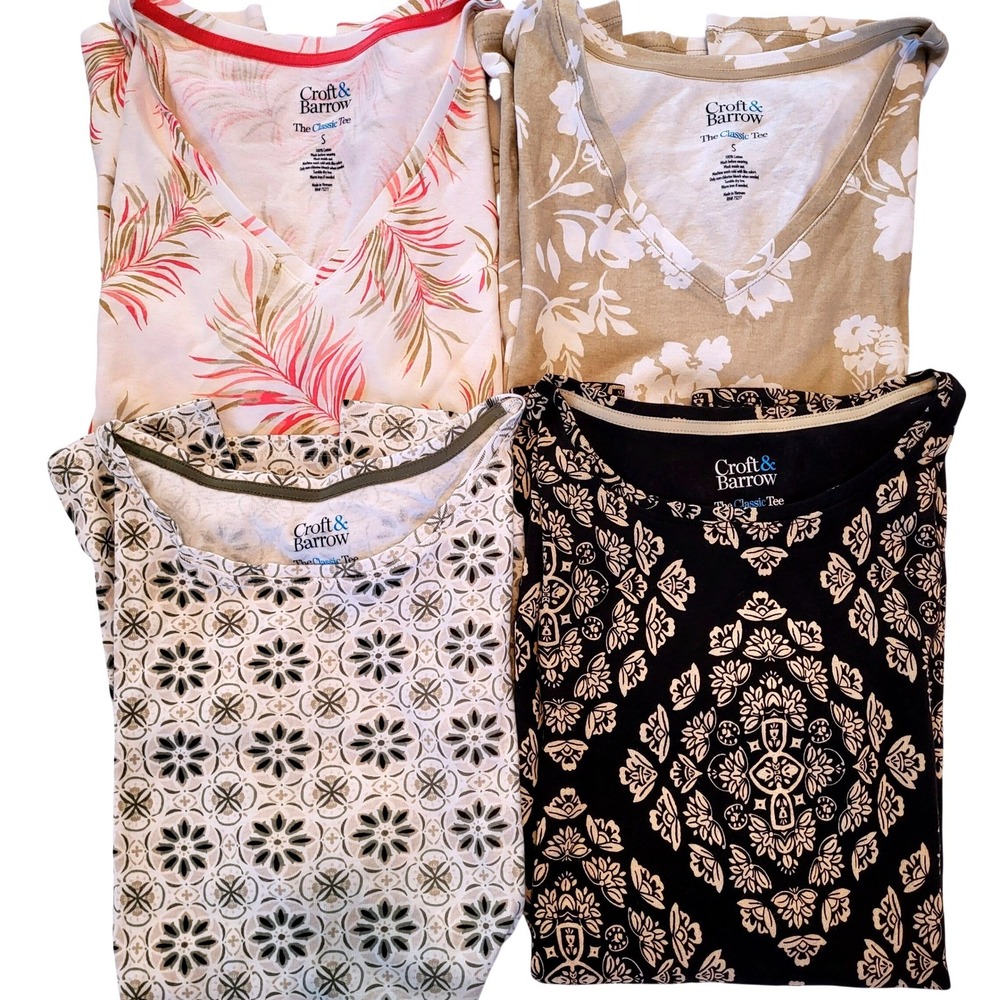 Croft & Barrow Womens Small 4 Piece Bundle Classic Tee Short Sleeve Tops NWOT